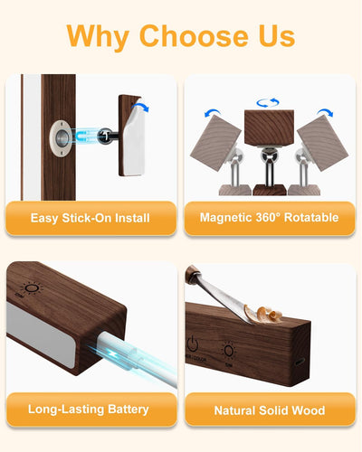Aplique pared madera batería 5200 mAh RGB 3 temperaturas
