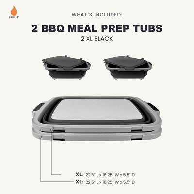 Set 2 Tinas Plegables Barbacoa XL Negro con Tabla y Tapa