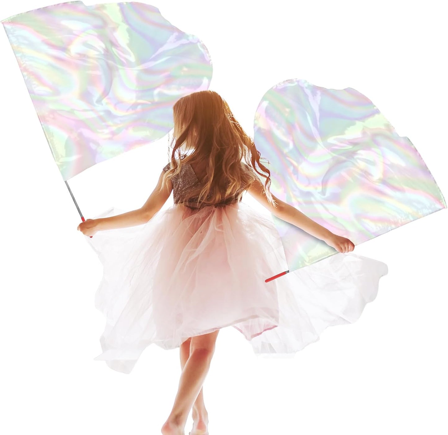 Banderas alabanza 32" blanco transparente set 2