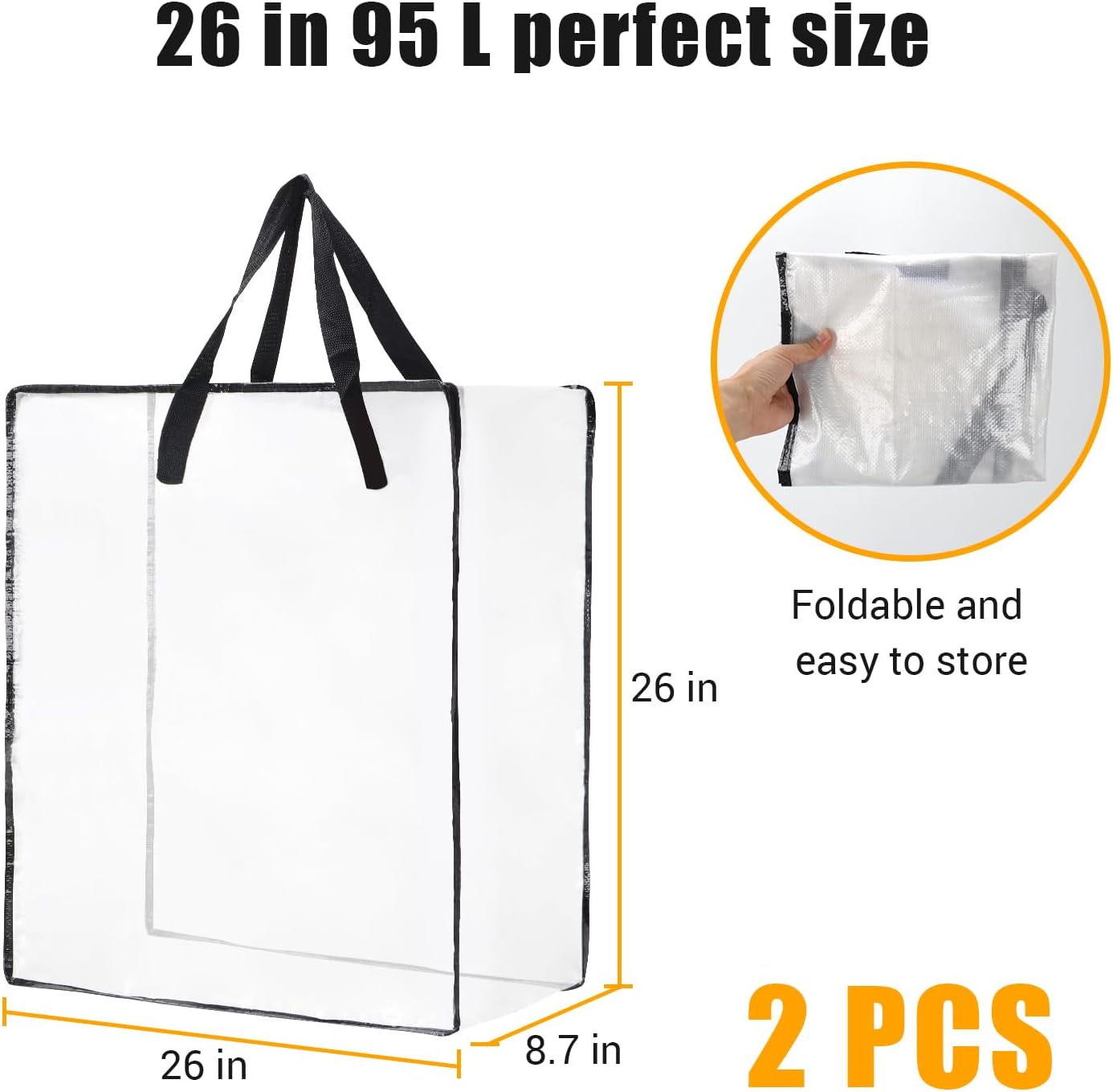 2 Bolsas Almacenamiento 26" para Hogar Decoraciones