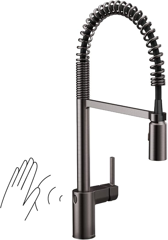 Grifo cocina acero inox negro sin contacto sensor wave