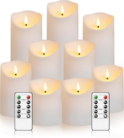 Velas LED sin llama con control remoto 2/4/6/8h set 9