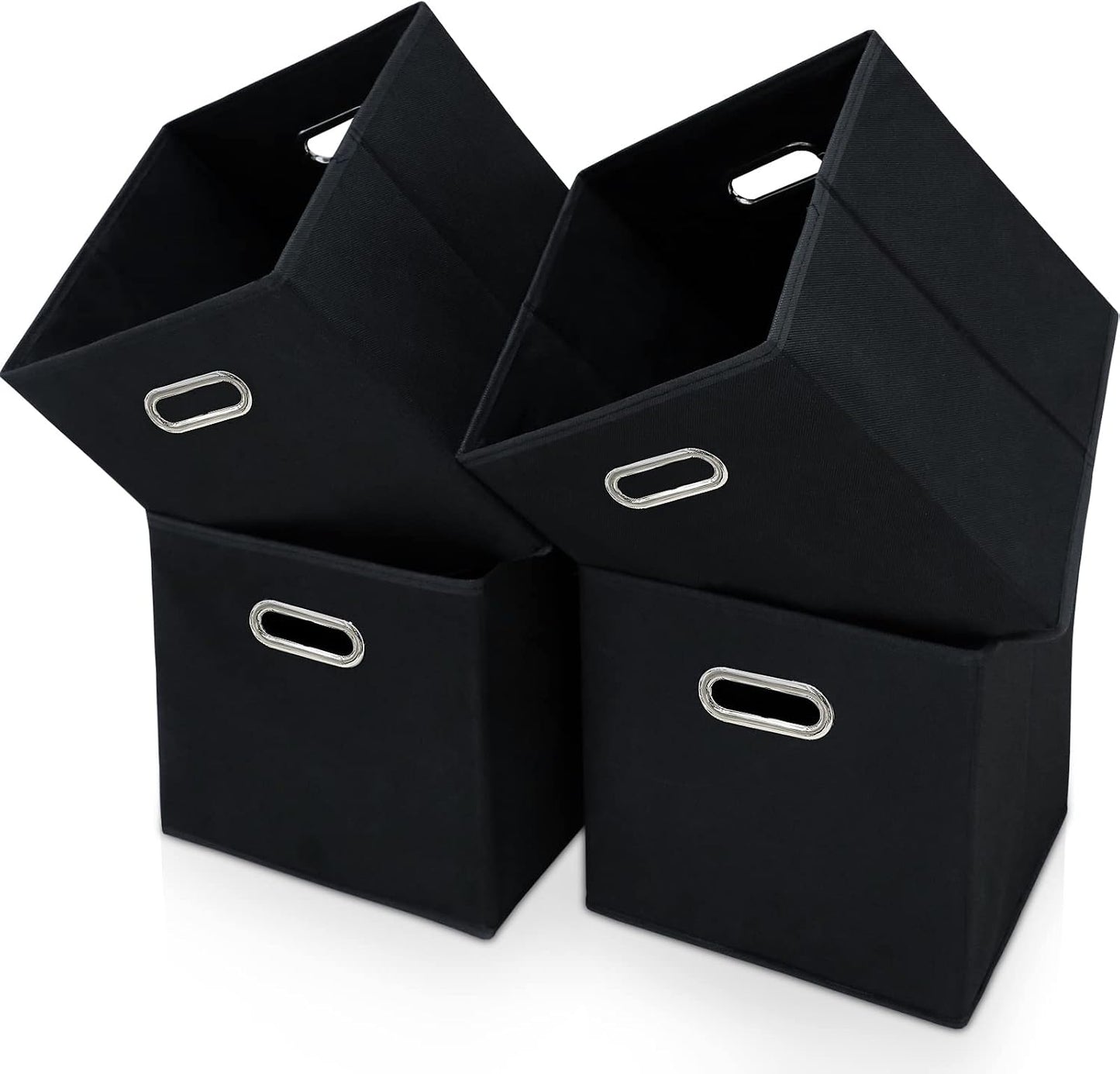 Cubos tela negra 11x11" con asa plegable set 4