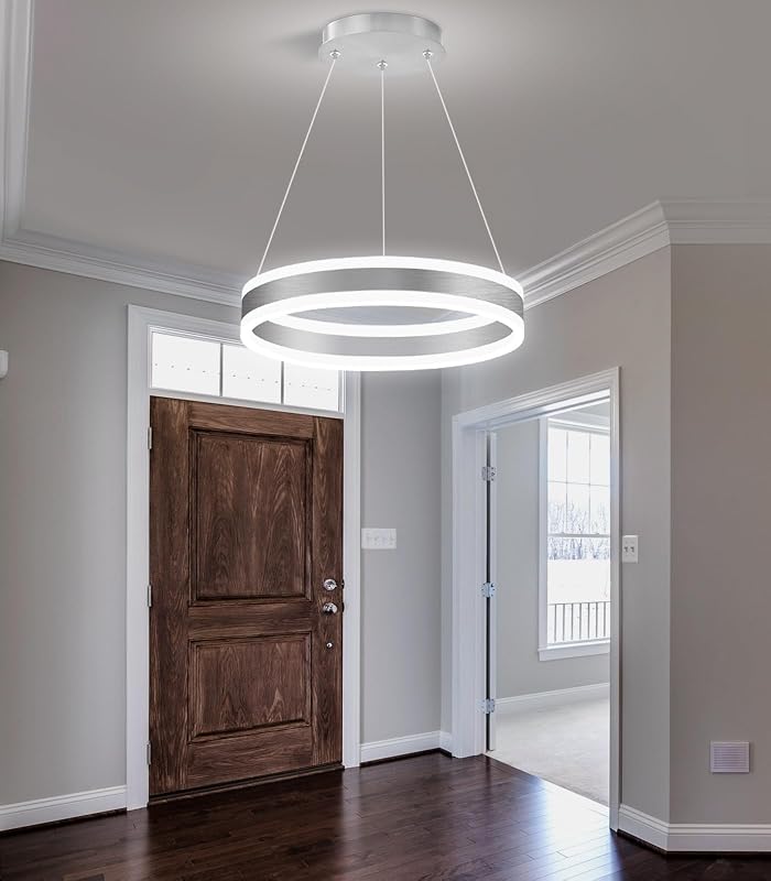 Lámpara colgante anillo LED regulable 3000K-6000K Plata