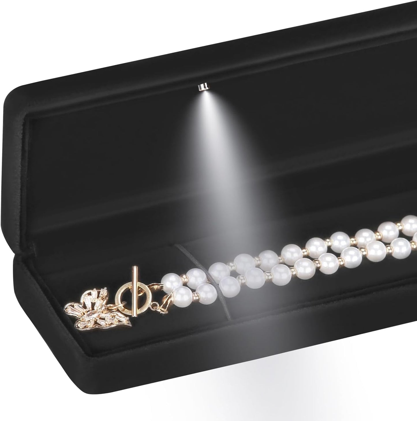 Collar brillante con luz LED caja terciopelo