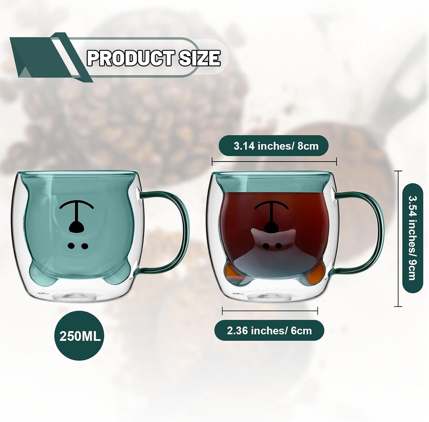 Taza de oso aislada té café con asa regalo mujer
