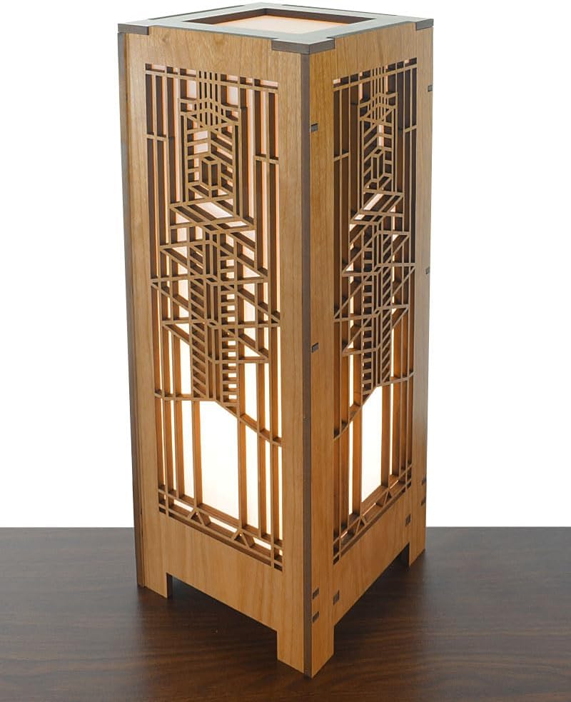 Lámpara madera cerezo Frank Lloyd Wright Robie Art Glass
