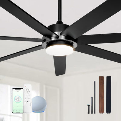 Ventilador techo 72pulg luces Alexa 6 velocidades motor CC