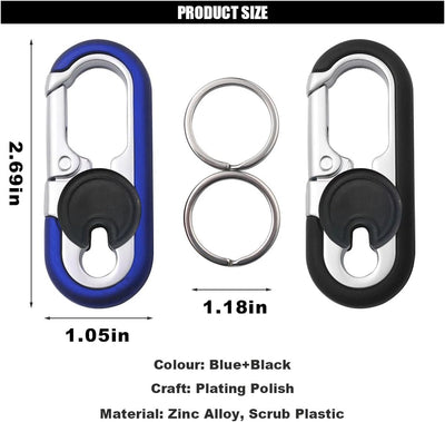 Llavero coche antipérdida con clips dobles azul negro 2uds