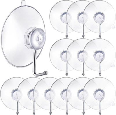 12 Ganchos Pared Ventosa PVC Reutilizables Metal Prácticos