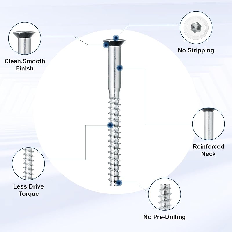 Juego 20 Tornillos M7x50mm para Muebles Acero Carbono