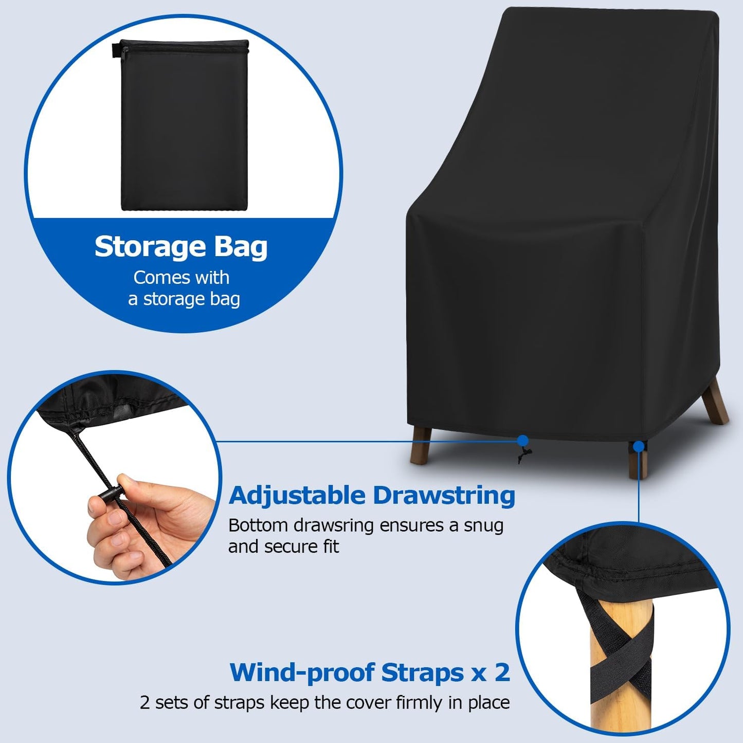 Fundas sillas patio pack 2 con correas resistentes