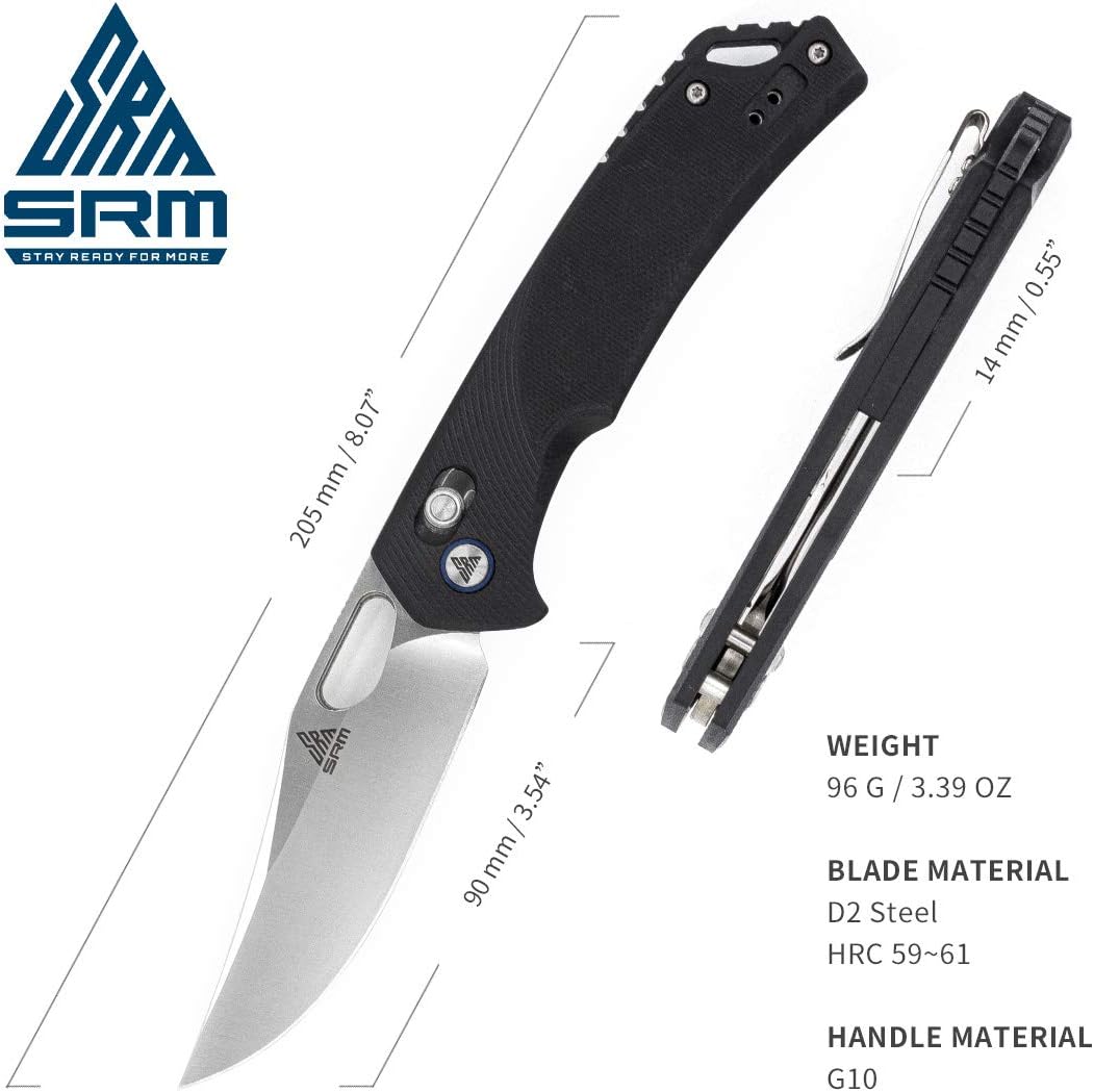 Cuchillo bolsillo plegable D2 acero mango G10 ambidiestro