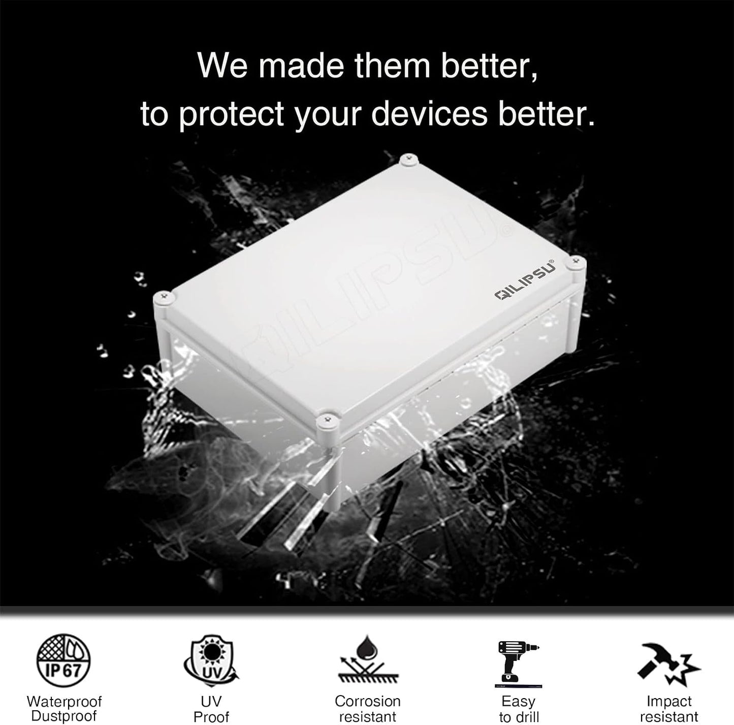 Caja conexión plástico ABS IP67 impermeable gris