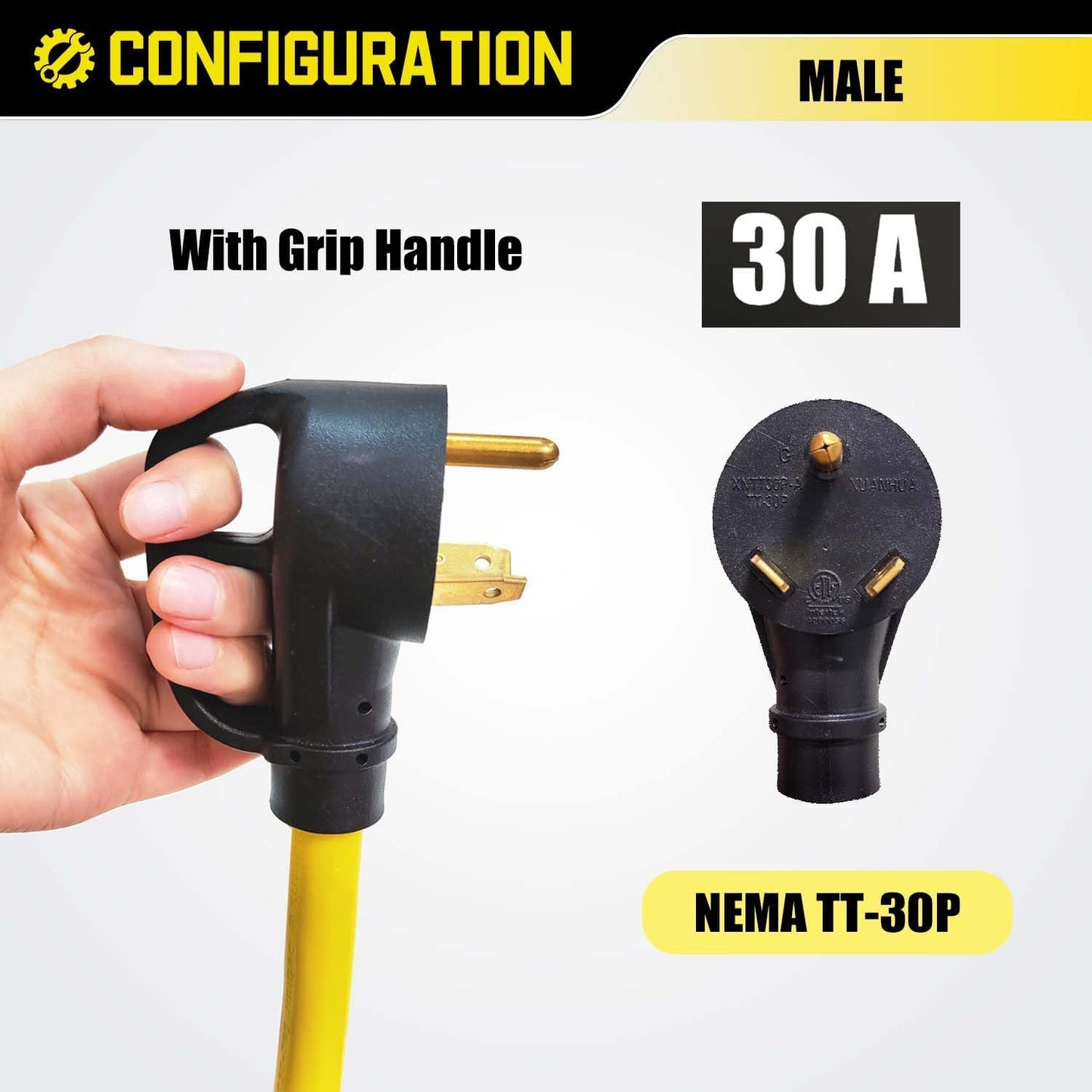 Adaptador RV 30A a 110V enchufe 15A NEMA TT-30P a 5-15R