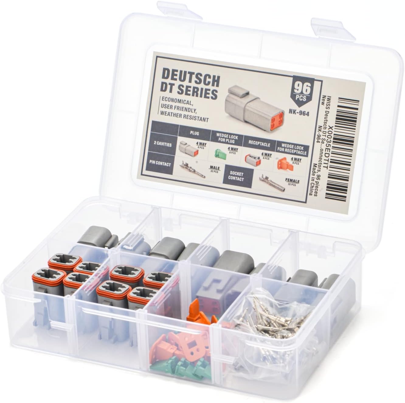 Kit conectores DT 4 pines 16 contactos 14-18AWG 96 pzas