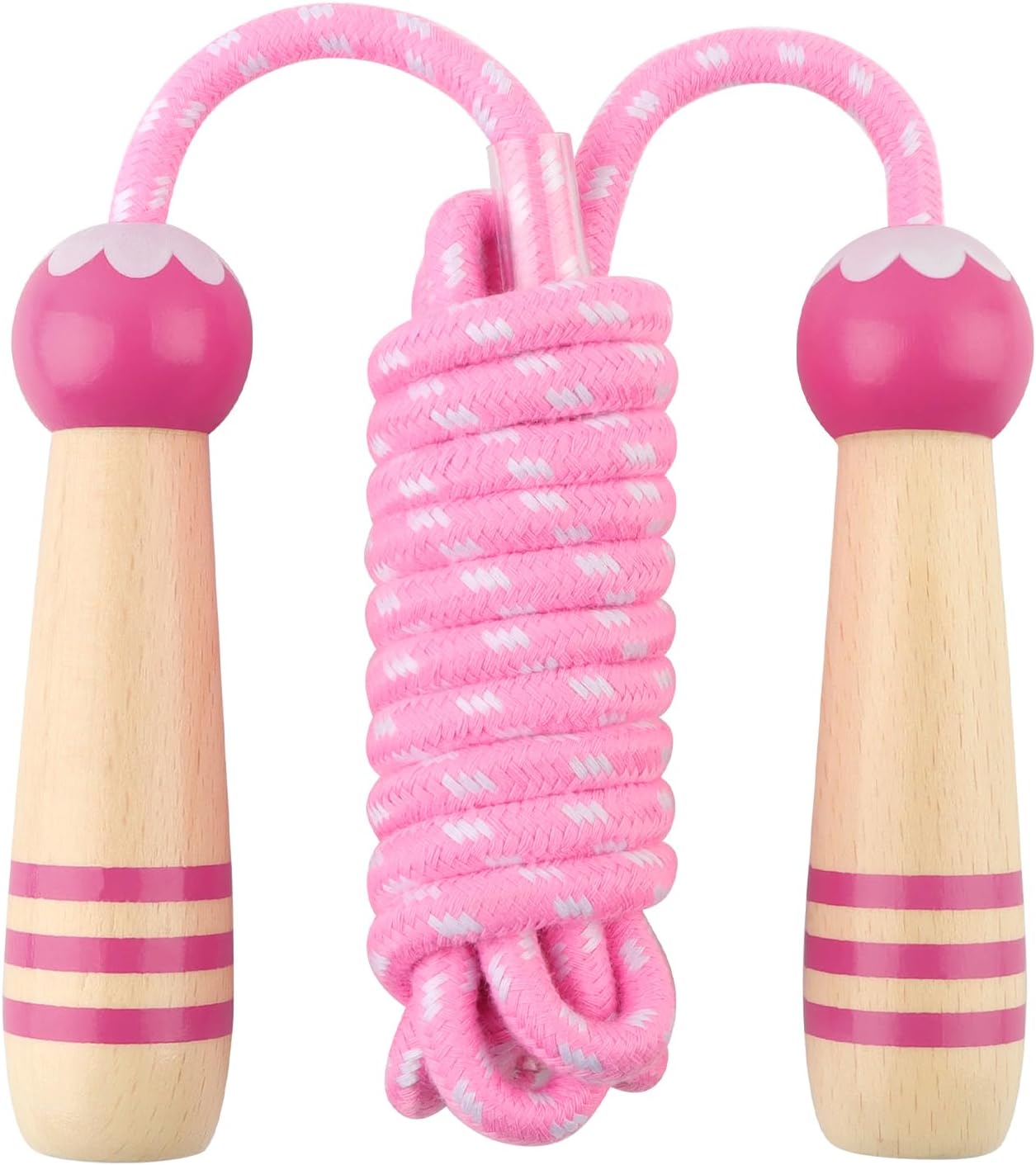 Cuerda saltar ajustable mango madera para niños fitness