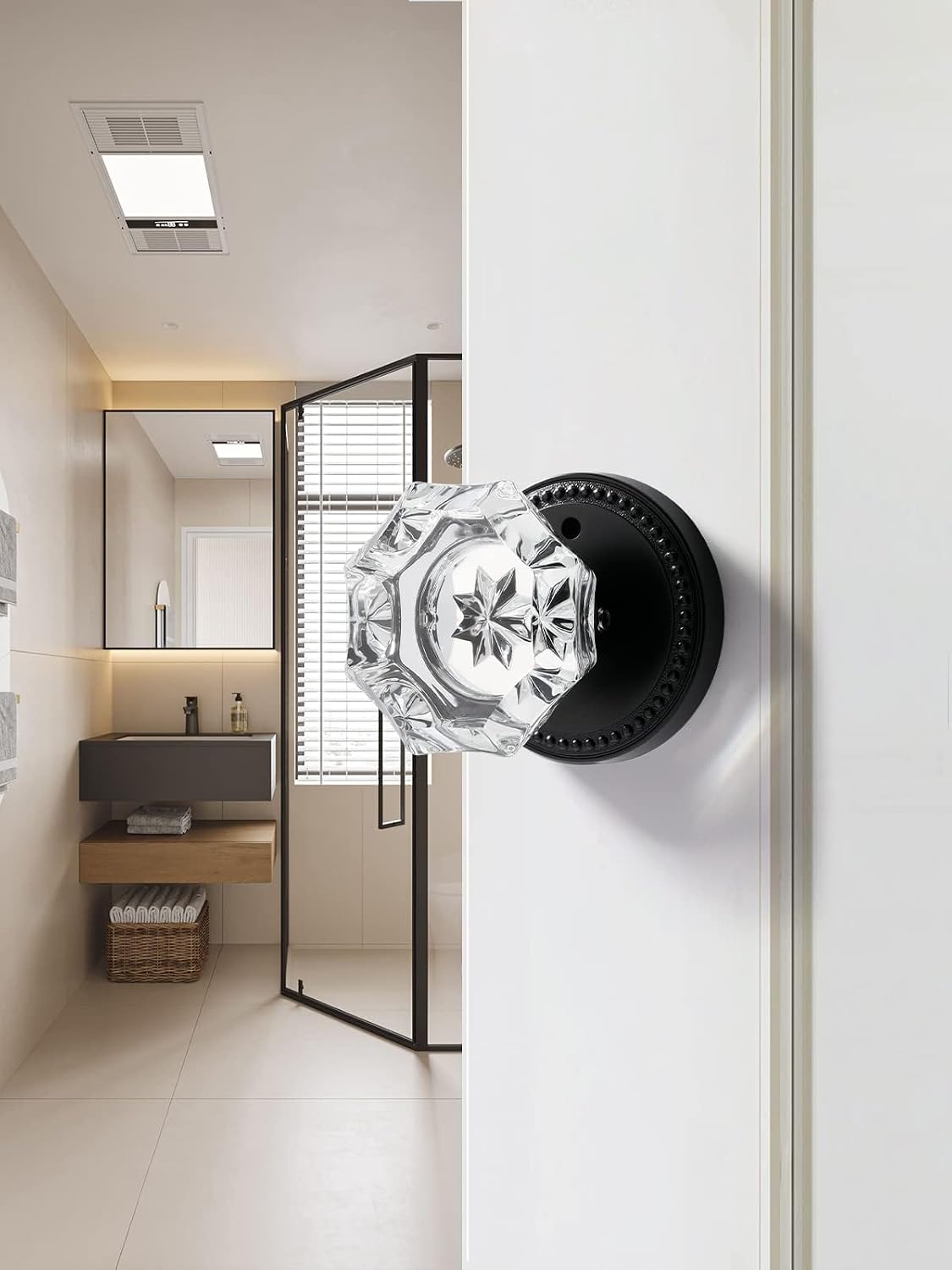 Perillas puerta cristal negro mate para dormitorio y baño