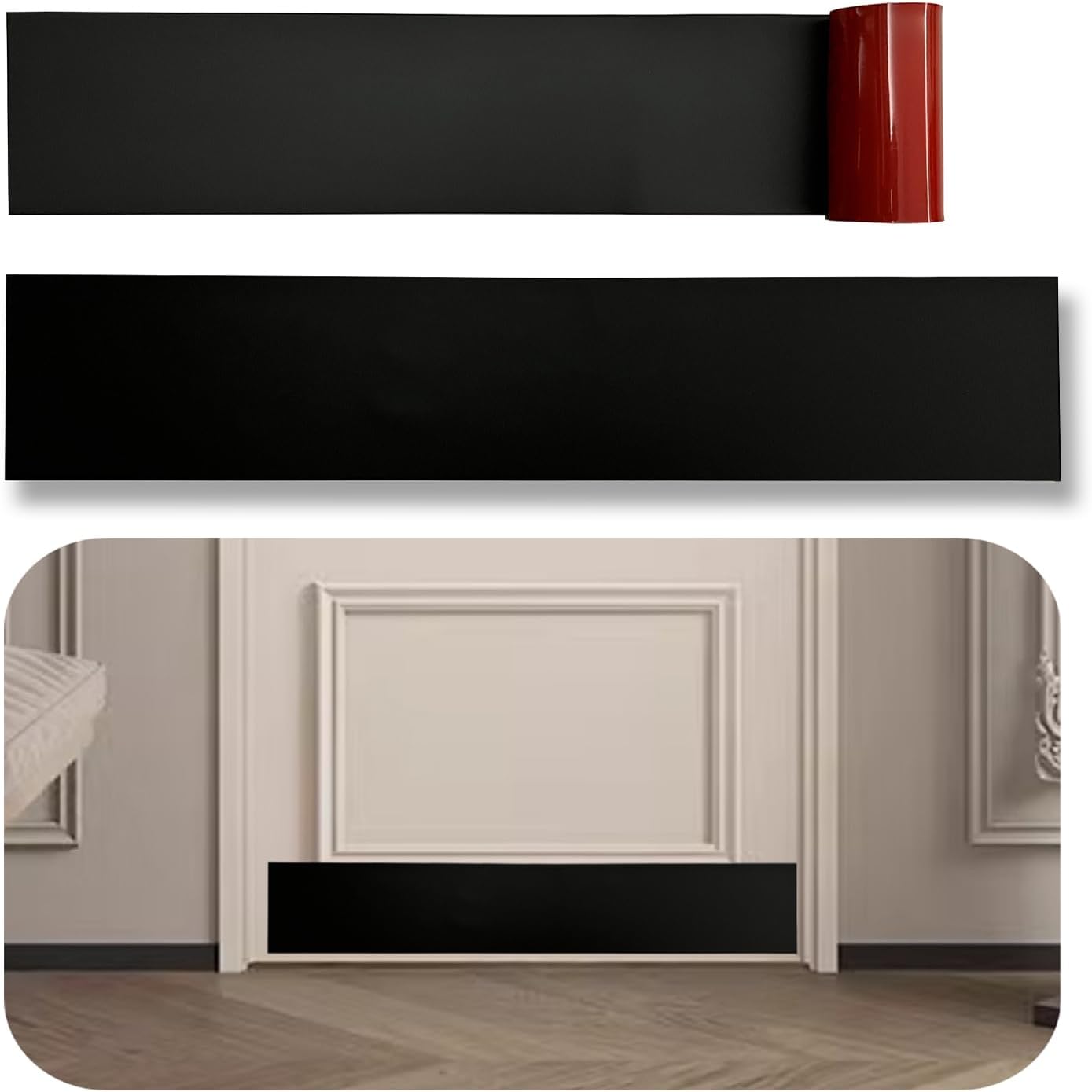 2 Placas silicona autoadhesivas para puerta 6x36pulg negro