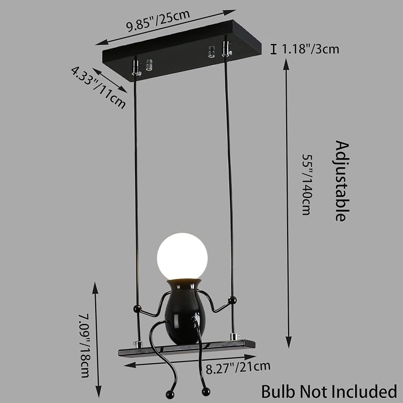 Lámpara colgante LED hierro cocina dormitorio negro