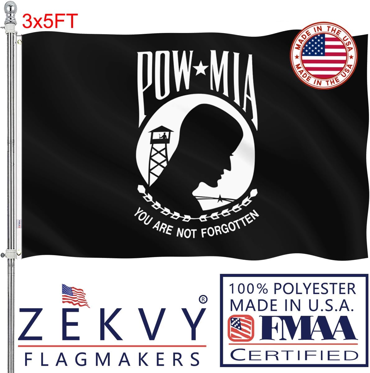Bandera Pow 3x5 doble cara resistente color vivo
