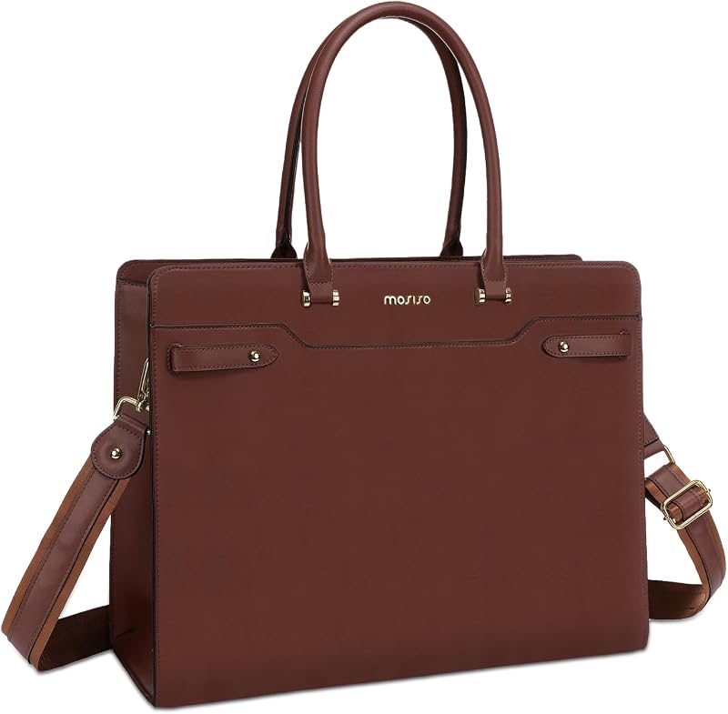 Bolsa laptop mujer 15.6pulg cuero impermeable gran capacidad