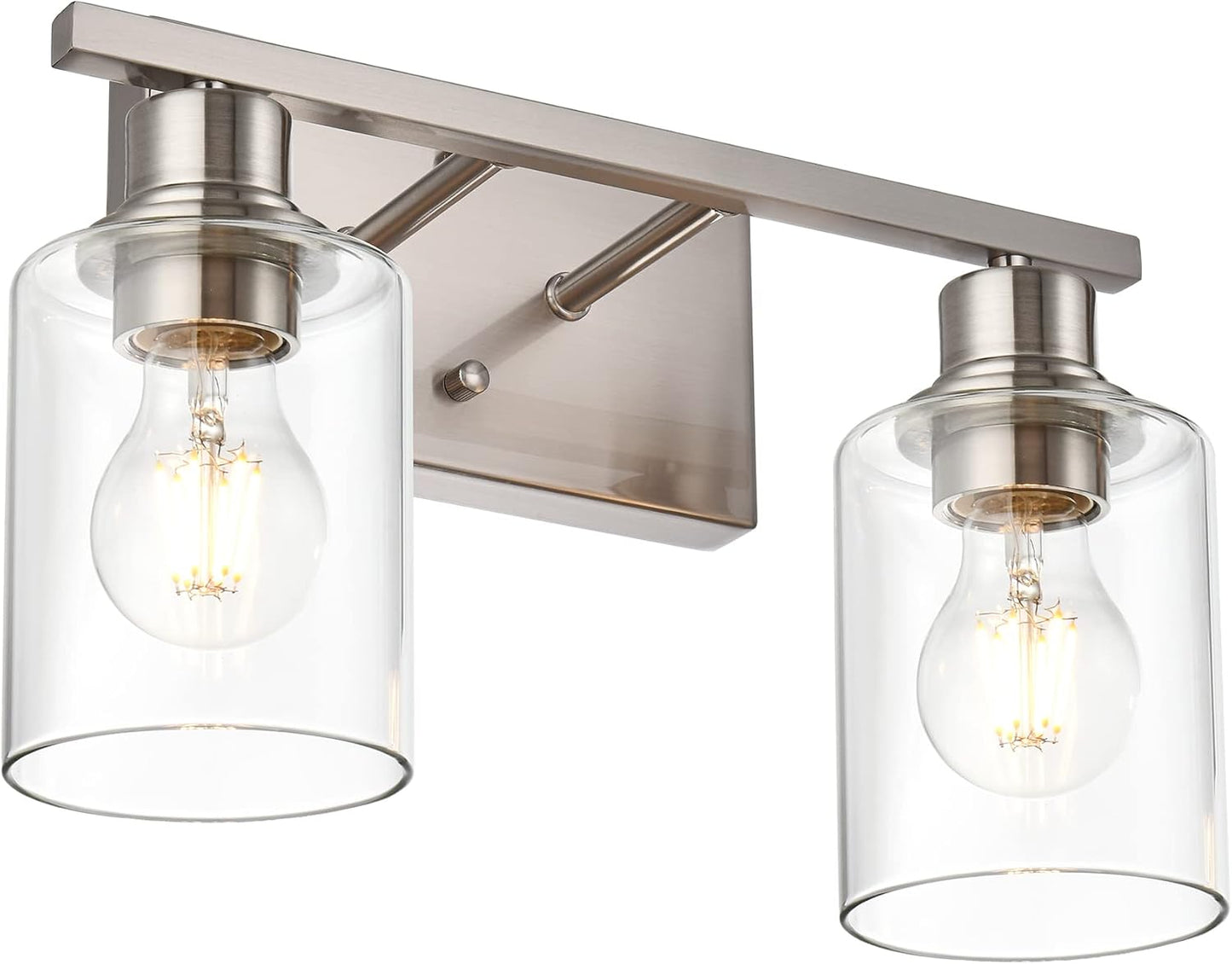 Lámpara tocador baño 2 luces níquel cepillado vidrio