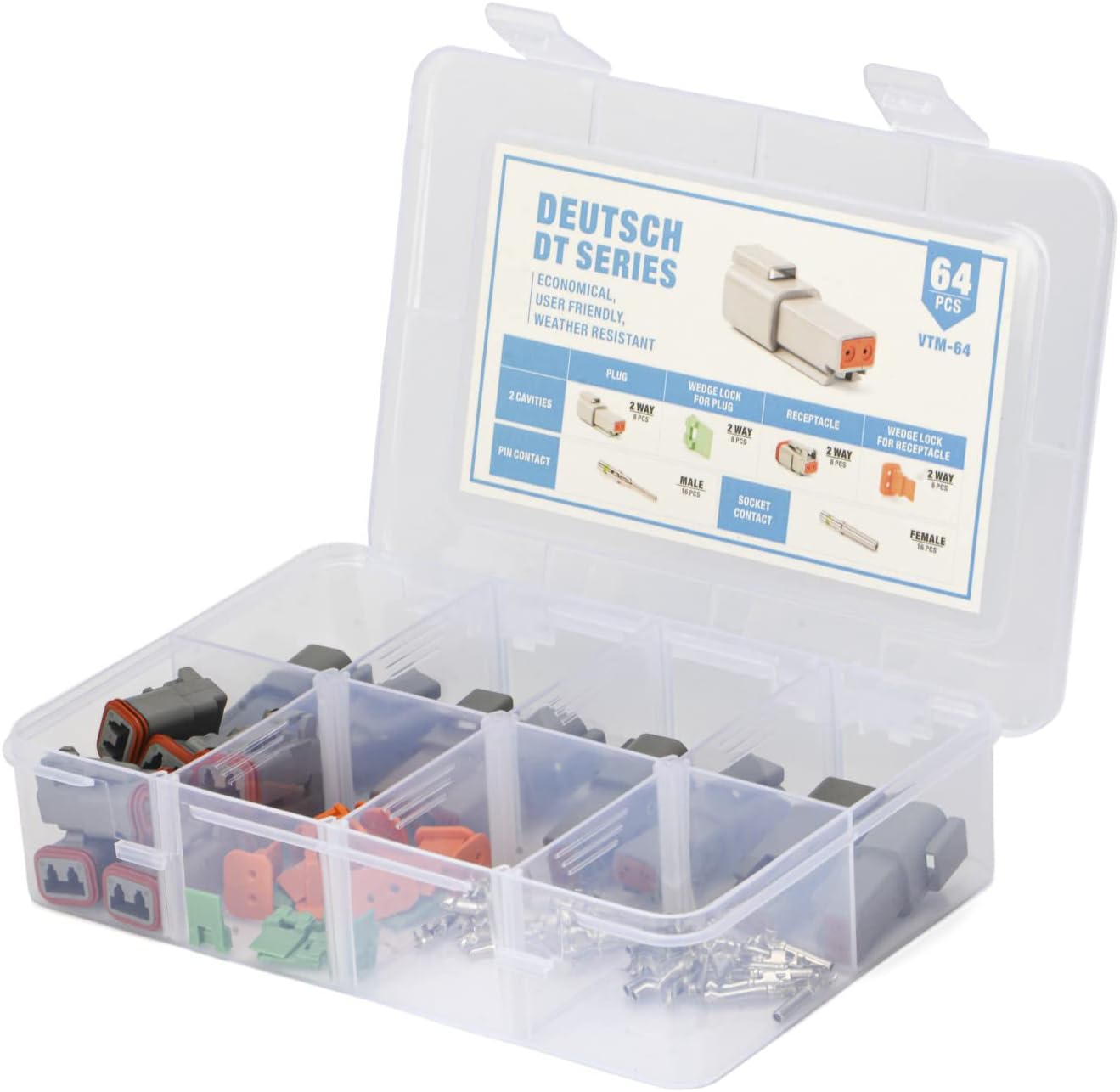 Kit conectores 2 pines tamaño 16 contacto sólido 8 set