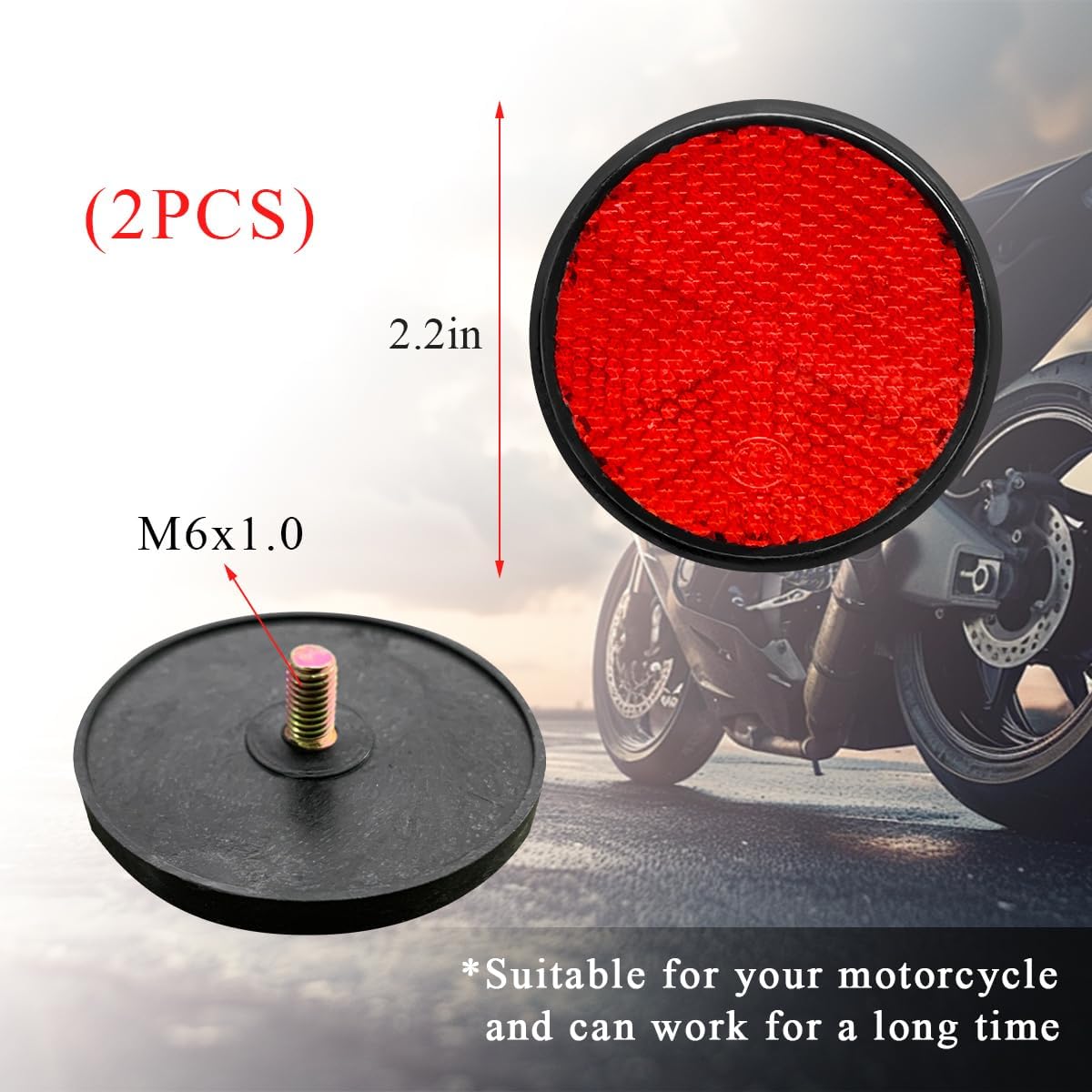 2 Pzas Reflectores Plástico M6 para Motocicleta Scooter