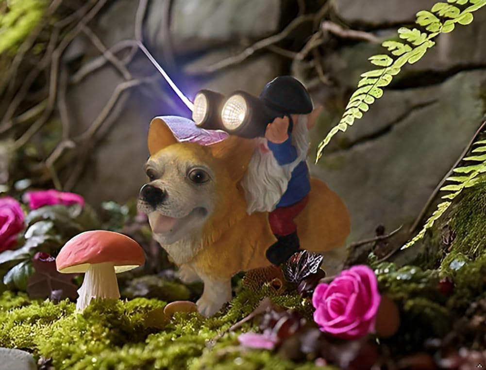 Estatuas jardín corgi gnomo decoración hogar sala Navidad