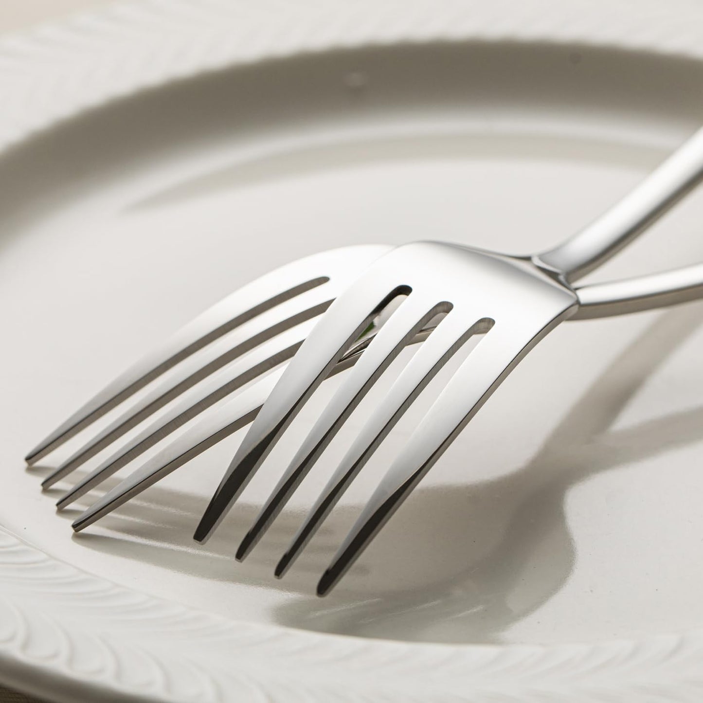 Set 4 tenedores acero inox 18/10 plateado para hogar cocina bodas