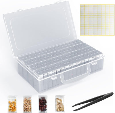 Caja almacenamiento semillas 64 solts con etiquetas y pinzas