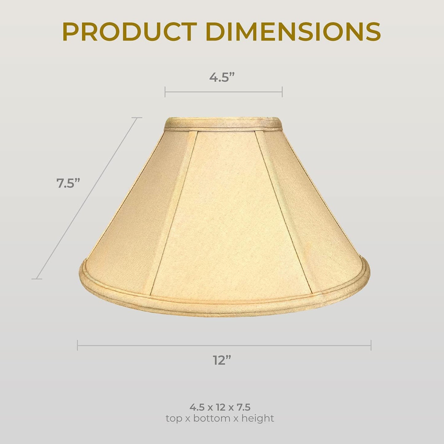 Pantalla lámpara color dorado 4.5x12x7.5pulg