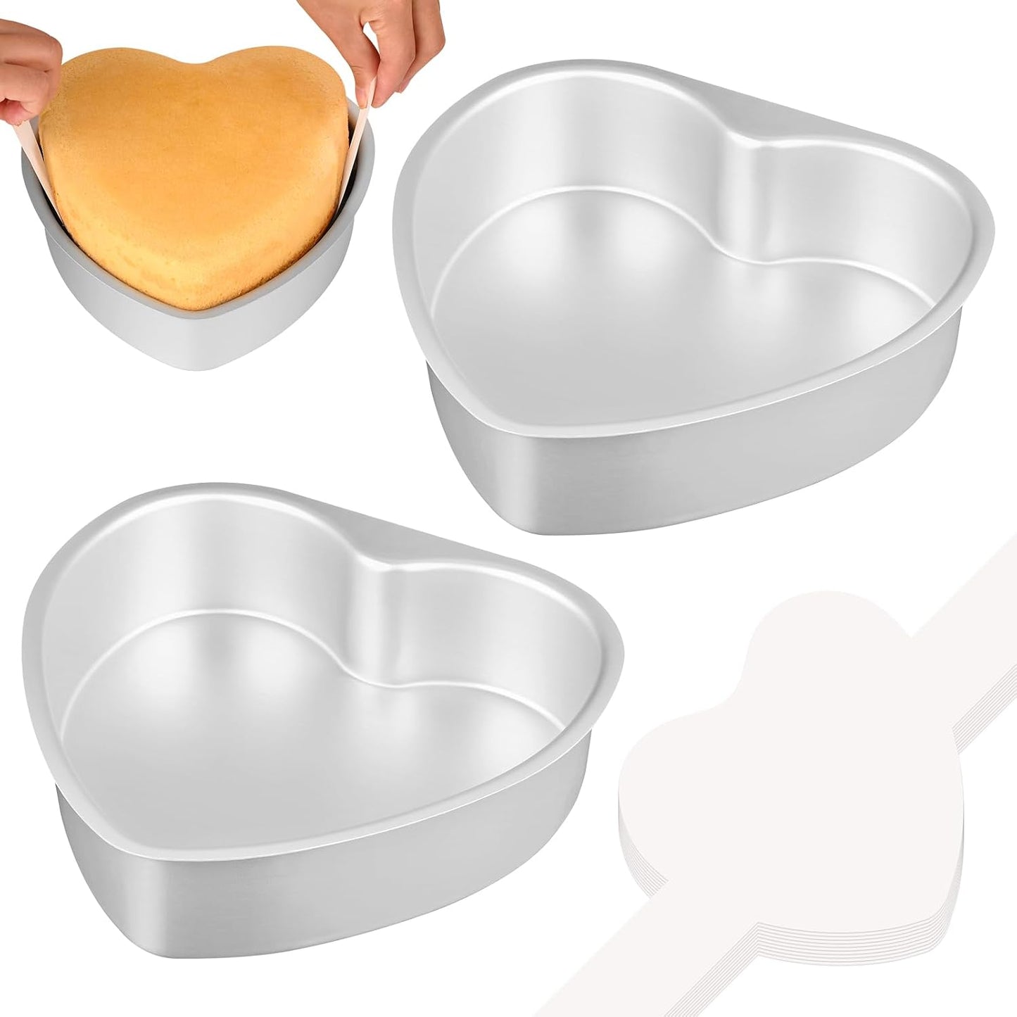 Molde Tarta Corazón 20cm Set 2 Antiadherente 60 Pzas Pergamino