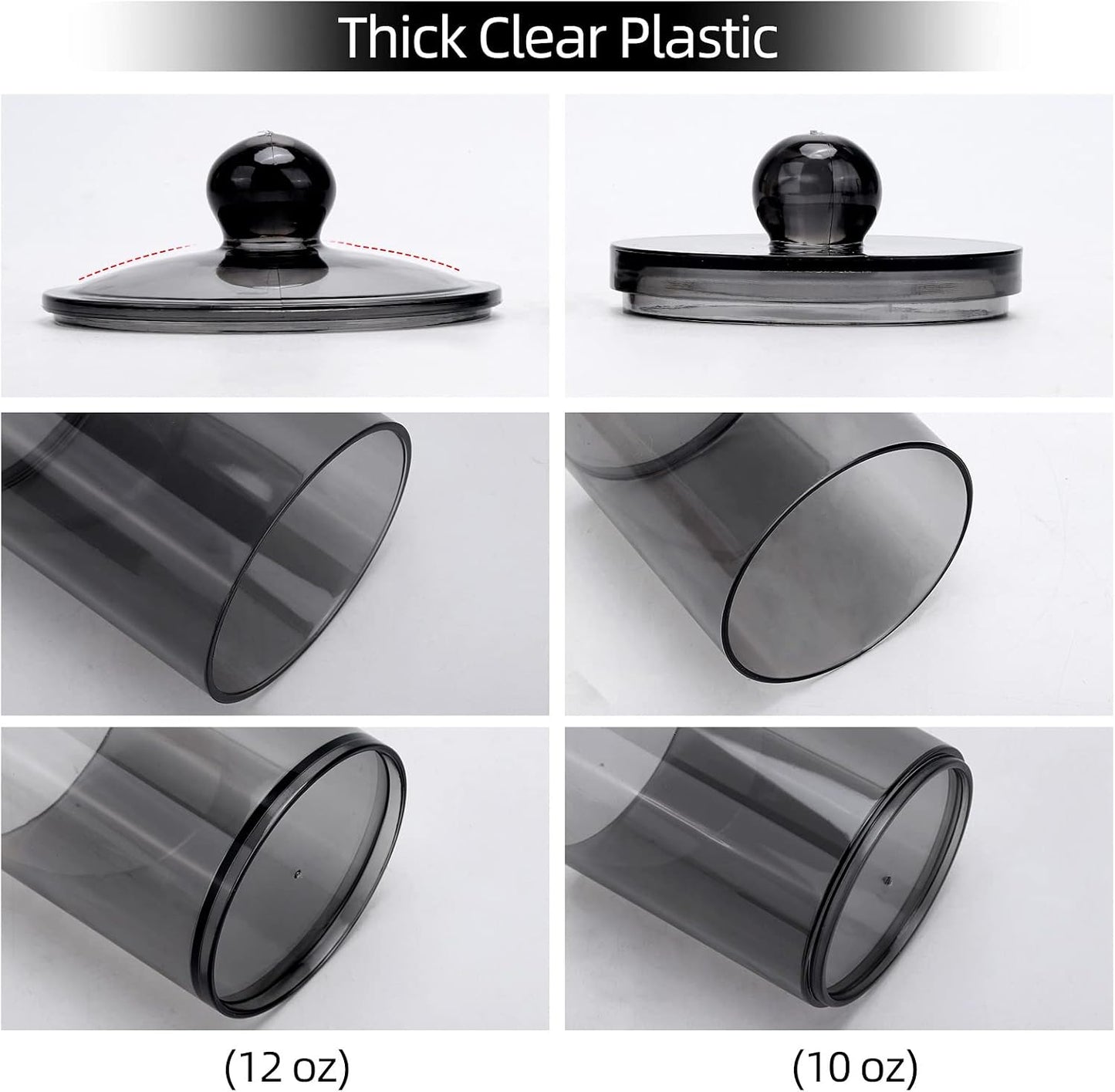 4 Pzas Soportes Qtip 10oz Organiz. Baño 12oz Plástico Negro