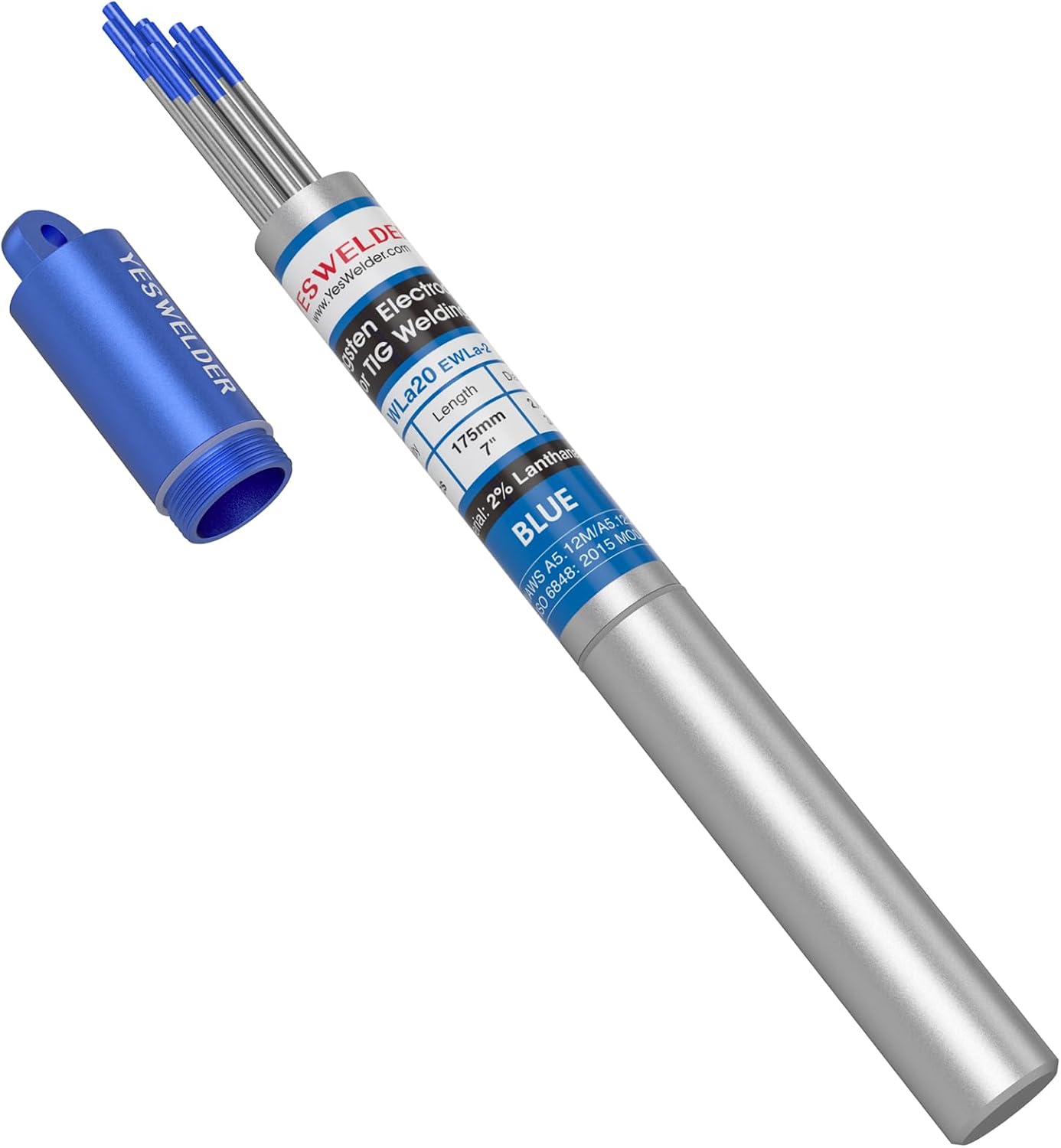 Electrodo TIG tungsteno lantanado 2% 3/32x7" pack 10