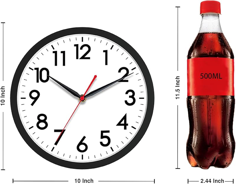 Reloj pared 10pulg silencioso moderno con pilas