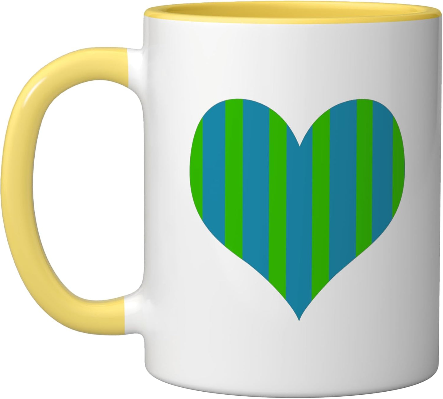 Taza Cerámica Estilo Minimalista Azul y Verde Rayas Verticales