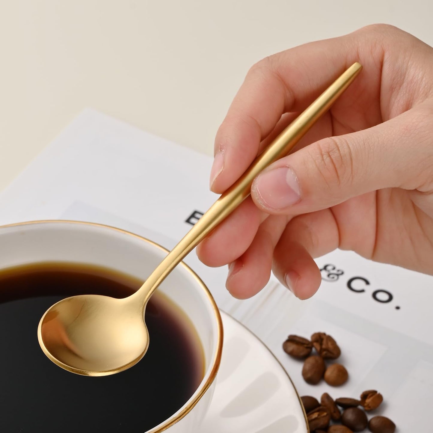 Set 4 cucharas té café oro satinado ss18/10