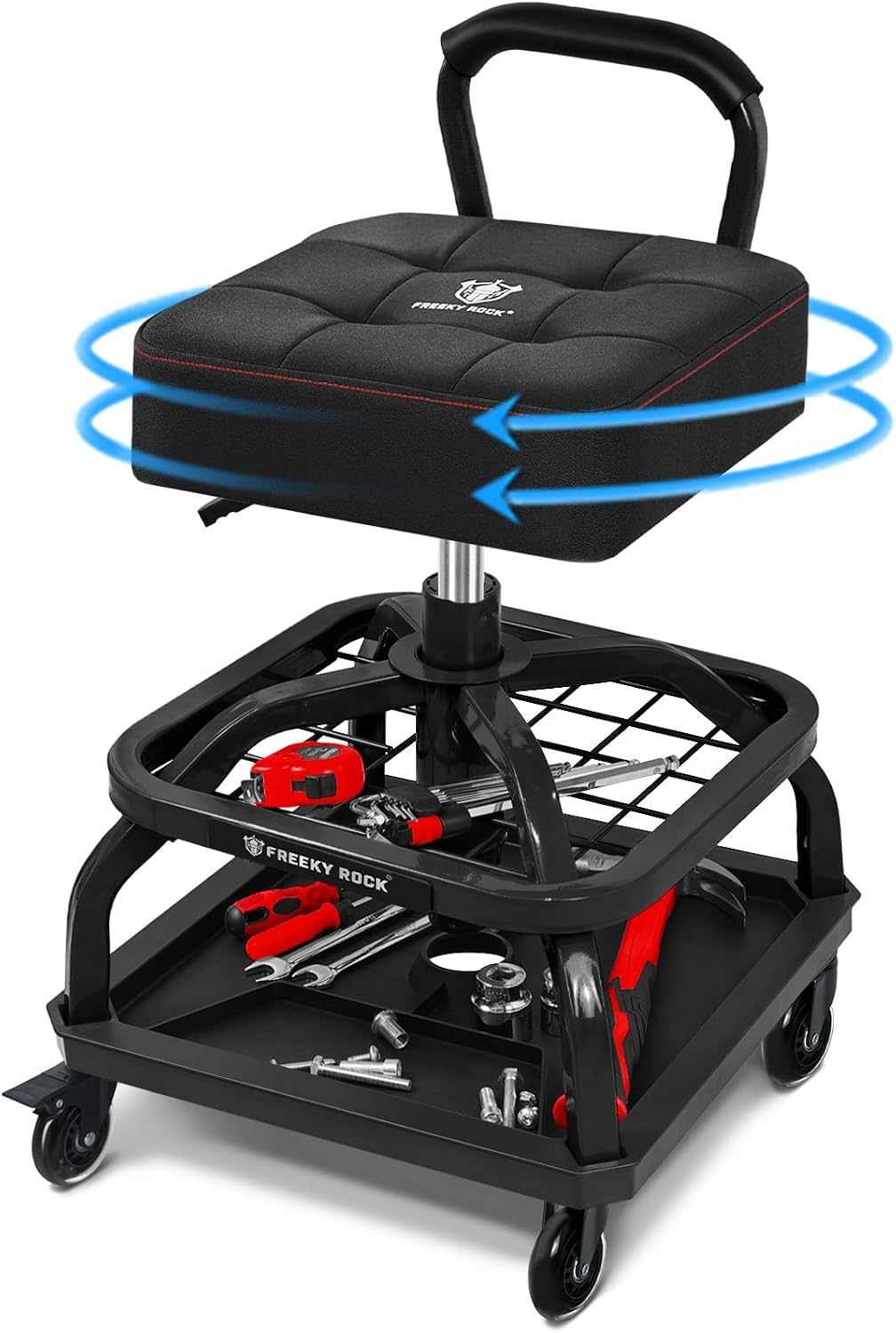 Taburete taller con ruedas ajustable negro 330lb