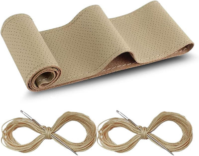 Funda volante cuero genuino antideslizante transpirable 38cm beige