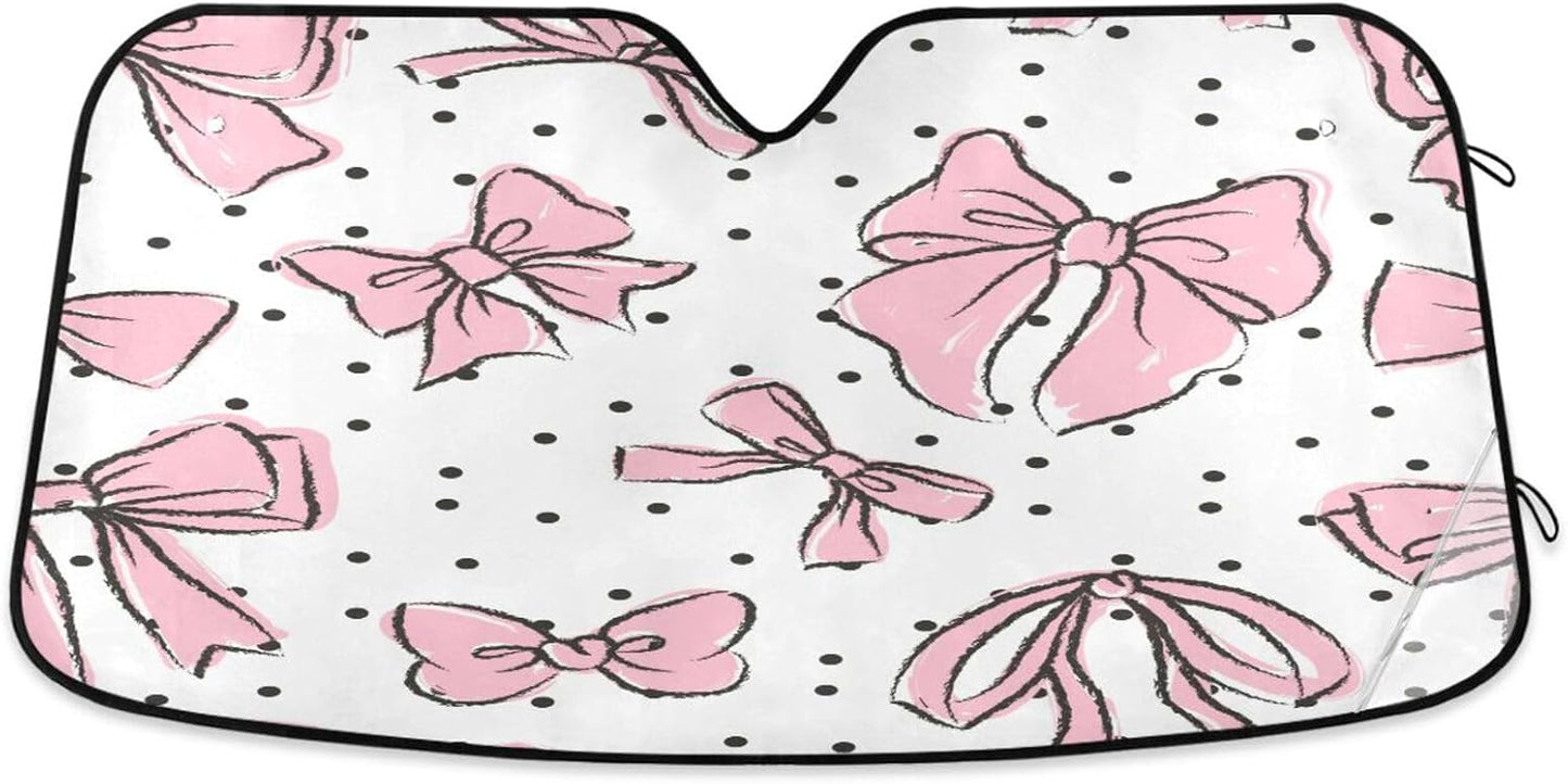 Parasol plegable parabrisas auto lazo rosa 57x31.5pulg