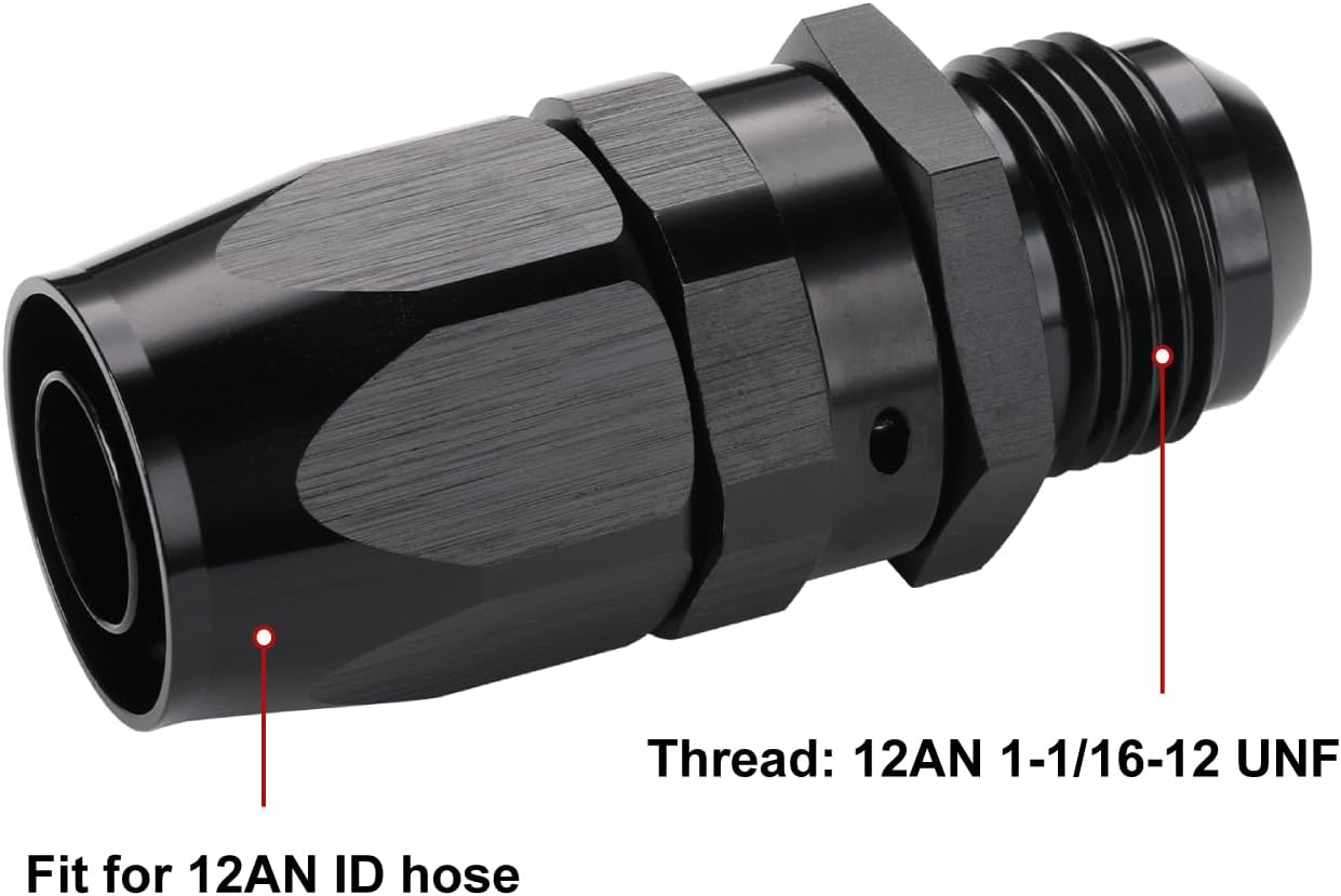 Adaptador 12AN aluminio recto negro