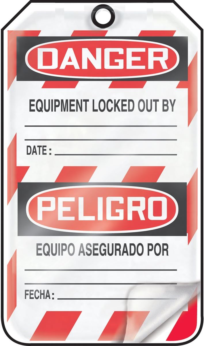 Etiquetas bloqueo OSHA bilingüe 5 pzas resistente intemperie