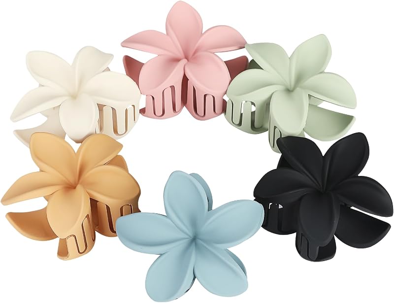Pinzas garra cabello flores 6 pzas para grueso y fino mujer niña