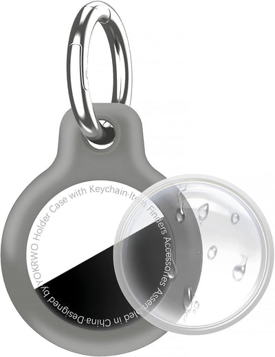Funda protectora TPU para AirTags con clip metal gris