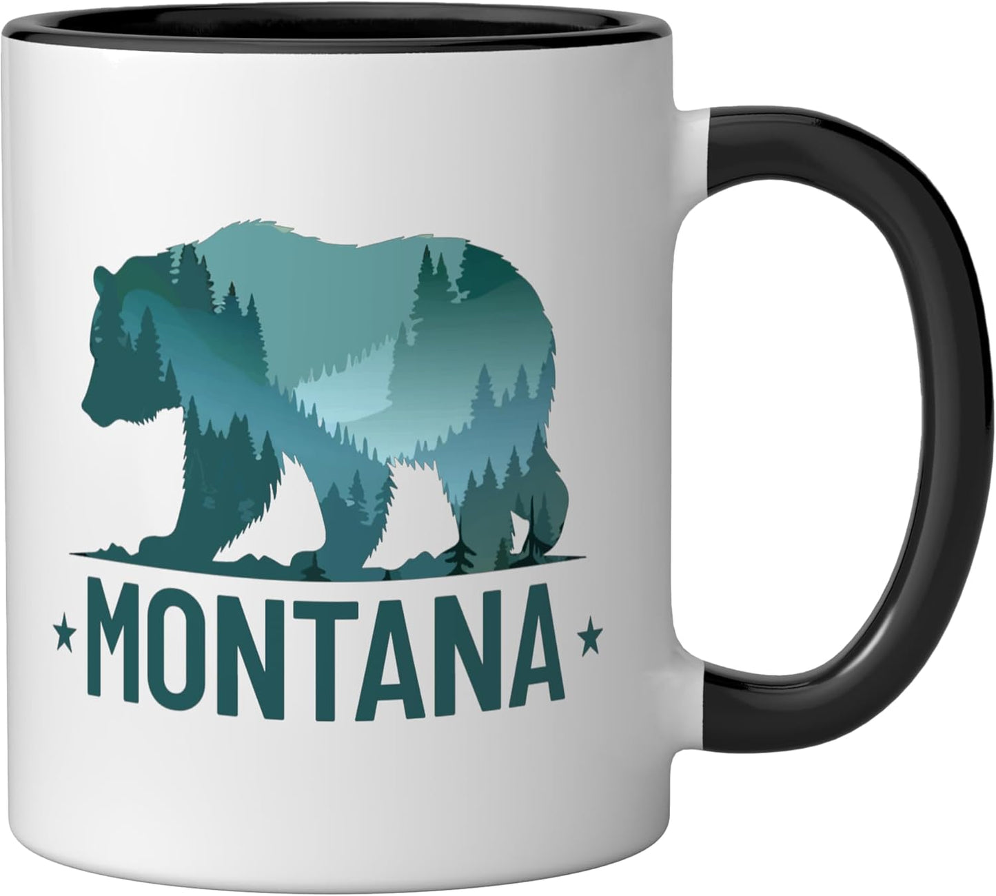 Taza Cerámica Vintage Montana PNW Bear Negro/Blanco