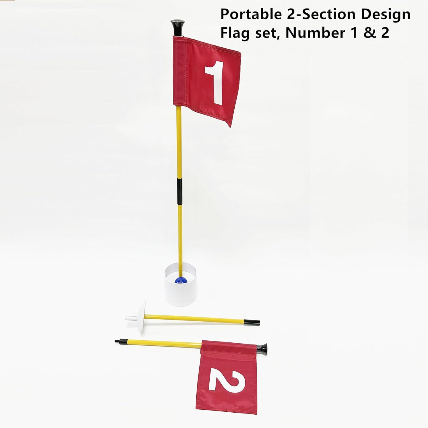Mini campo golf patio 2 putters ajustables 2 banderas