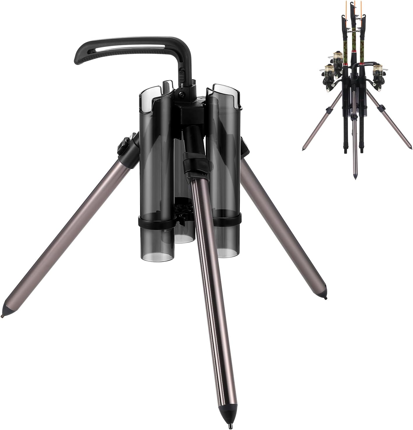 Soporte plegable para 3 cañas de pescar vertical portátil