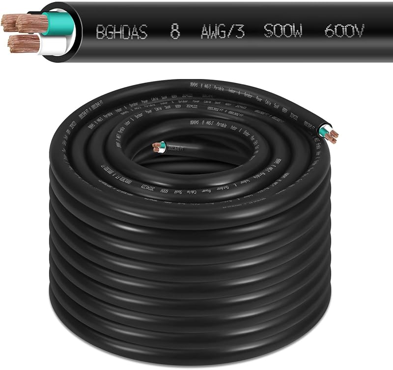 Cable alimentación portátil 75" 8 AWG para generador RV/EV
